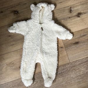 Newborn -cream bear snowsuit